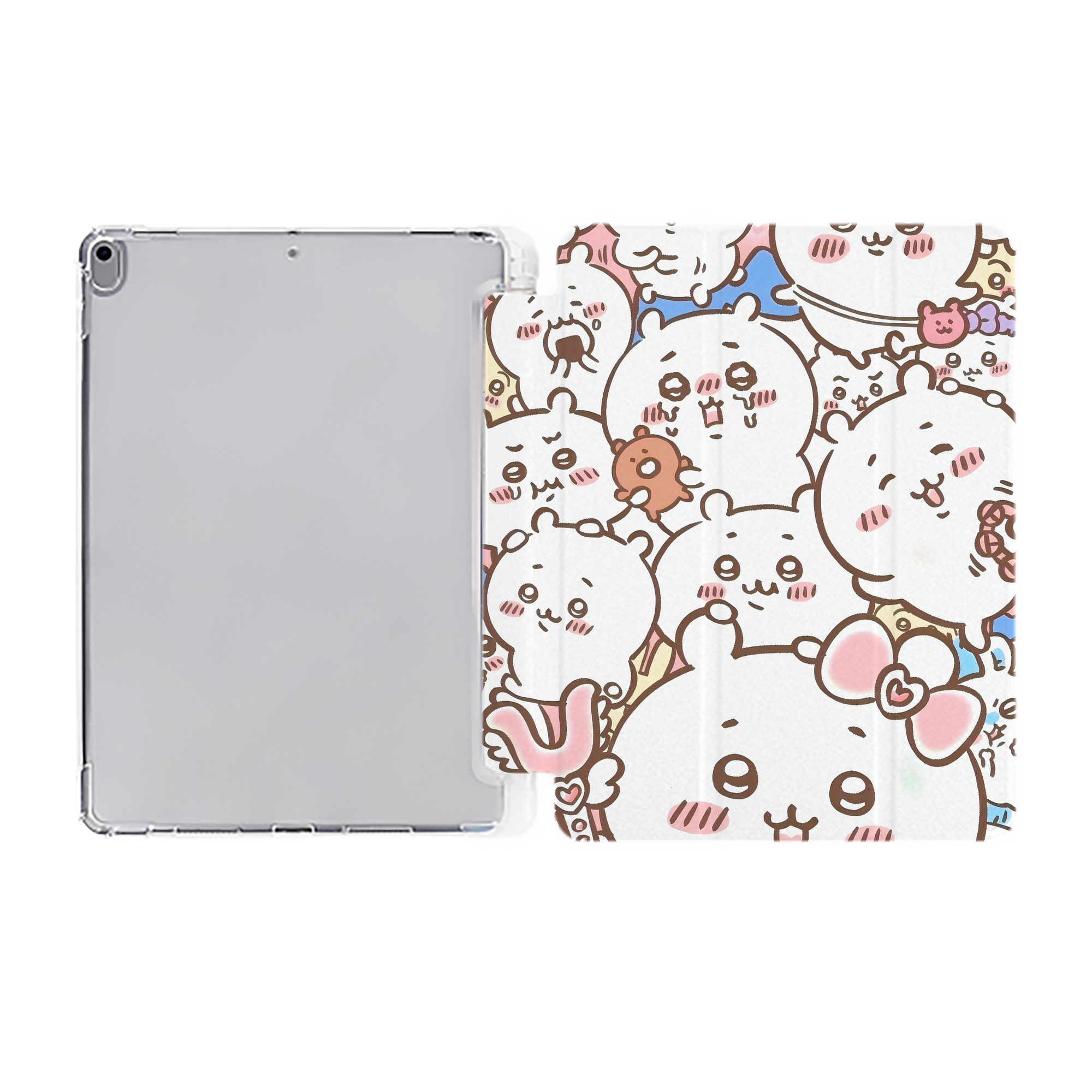（画像用） ちいかわ Chii-kawa IPad ケース ペン収納付き 三つ折りスタンド PUレザー×シリコン 対応機種9.5/10.5/10.9インチ